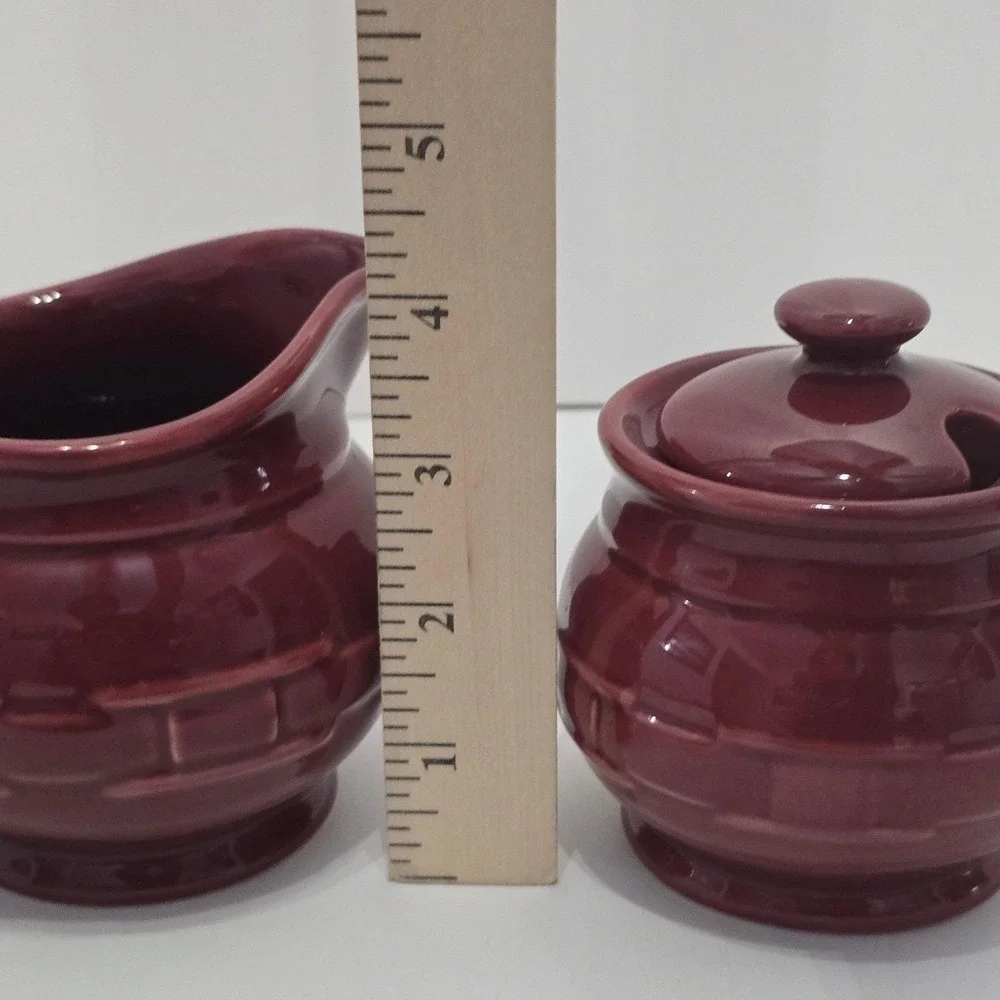 Longaberger Woven Traditions Creamer & Sugar Bowl Set Paprika Pottery